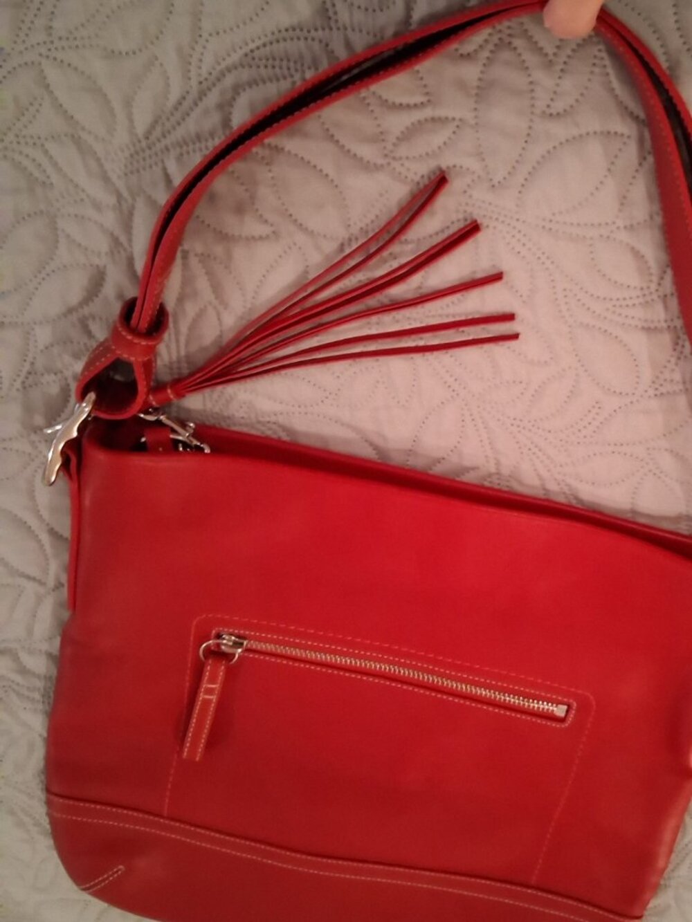 Red Leather Coach Shoulder Bag